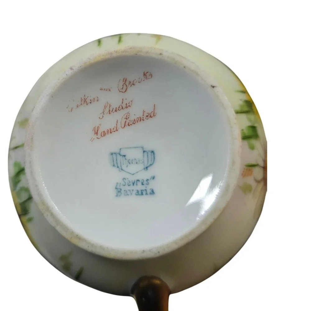 Pitkin & Brooks Studio Hand‎ Painted Daisy Sugar Creamer Footed Bowl Bavaria Set